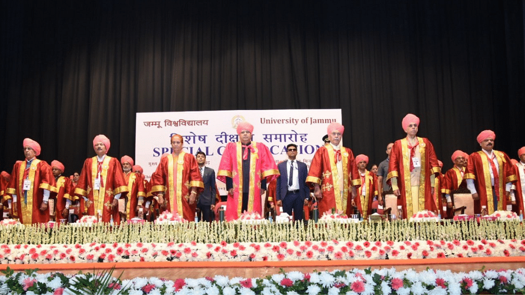 Vice-President Jagdeep Dhankhar attends the Special Convocation of University of Jammu Thursday | Twitter | @VPIndia