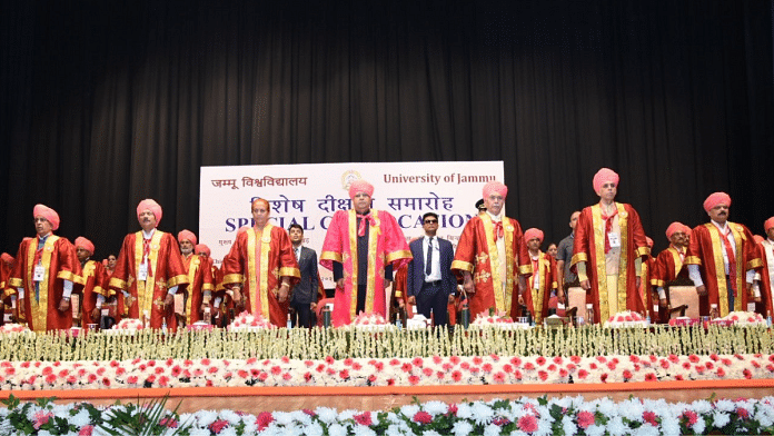 Vice-President Jagdeep Dhankhar attends the Special Convocation of University of Jammu Thursday | Twitter | @VPIndia