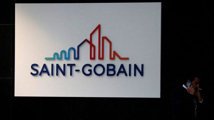 The Saint-Gobain logo is seen on the company headquarters building at the La Defense business district in Courbevoie, outside Paris, France/File Photo: Reuters