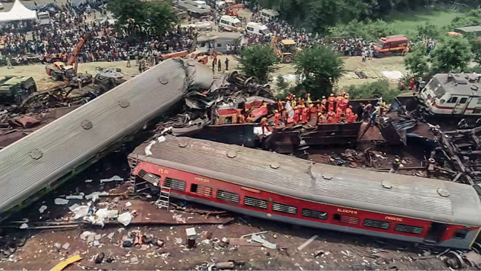 Aerial view of the train wreck in Balasore, Odisha | ANI