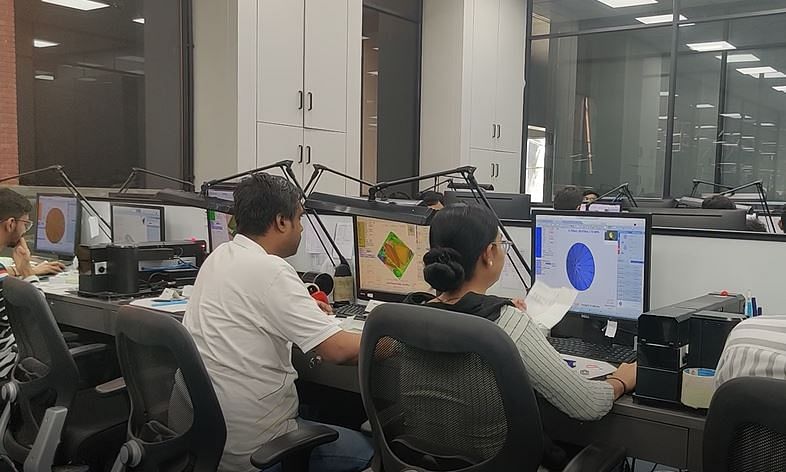 Workers planning the shape of a diamond using special software at Greenlab Diamonds in Surat | Photo: Monami Gogoi | ThePrint