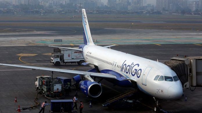 An IndiGo Airlines Airbus A320 aircraft is pictured parked at a gate at Mumbai's Chhatrapathi Shivaji International Airport/File Photo: Reuters