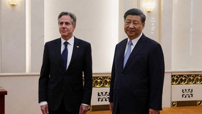 U.S. Secretary of State Antony Blinken meets with Chinese President Xi Jinping in the Great Hall of the People in Beijing, China, June 19, 2023/Reuters