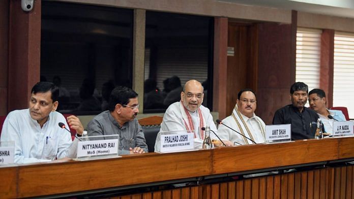 Union Home Minister Amit Shah chairs all-party meeting on the situation in Manipur in New Delhi on Saturday | Photo: ANI/Jitender Gupta