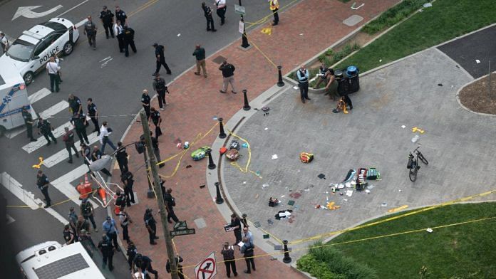 Law enforcement officers investigate at the scene after a gunman opened fire in a park in Richmond, Virginia, on 6 June 2023 | Clark Frierson/Instagram @by.esign/via Reuters