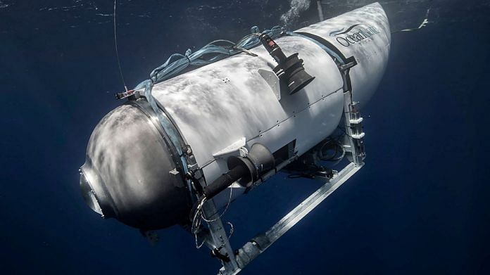 The Titan submersible, operated by OceanGate Expeditions, dives in an undated photograph | OceanGate Expeditions/Handout via Reuters