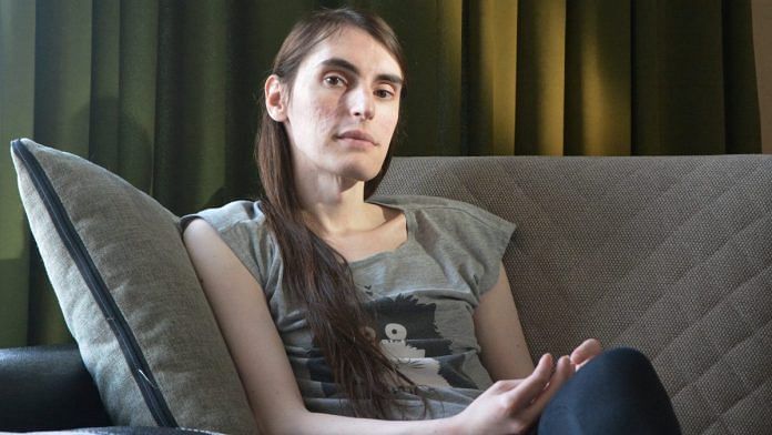 Elle Solomina, 36, a Russian transgender woman from Saratov, attends an interview in Tbilisi, Georgia June 21, 2023 | Reuters