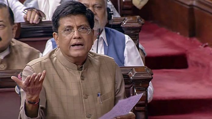 eader of House in Rajya Sabha Piyush Goyal speaks in the house during the Monsoon Session of Parliament, in New Delhi | ANI
