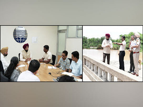 UT Environment Standing committee Chairman Satnam Singh Sandhu assesses the damage caused by unprecedented rain in Chandigarh