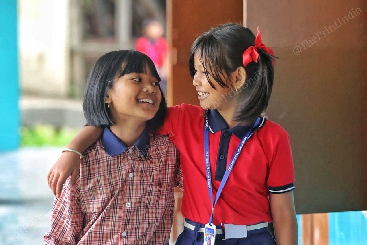Benaobi from Moreh (Left) and Thadoisana from Imphal study in the school. They are now best friends| Photo: Praveen Jain | ThePrint