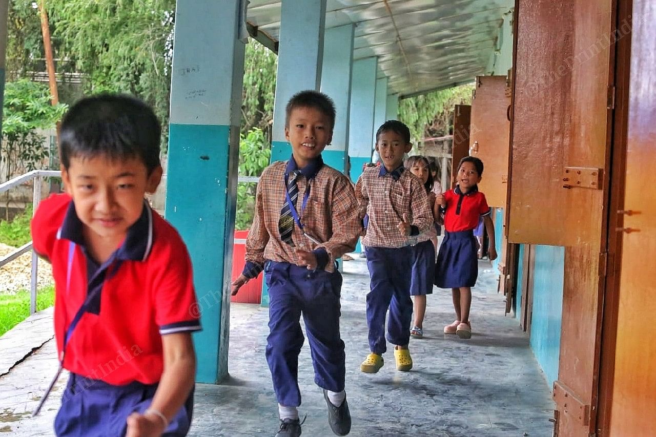 It is recess time in the school. Kids run to get their meals | Photo: Praveen Jain | ThePrint