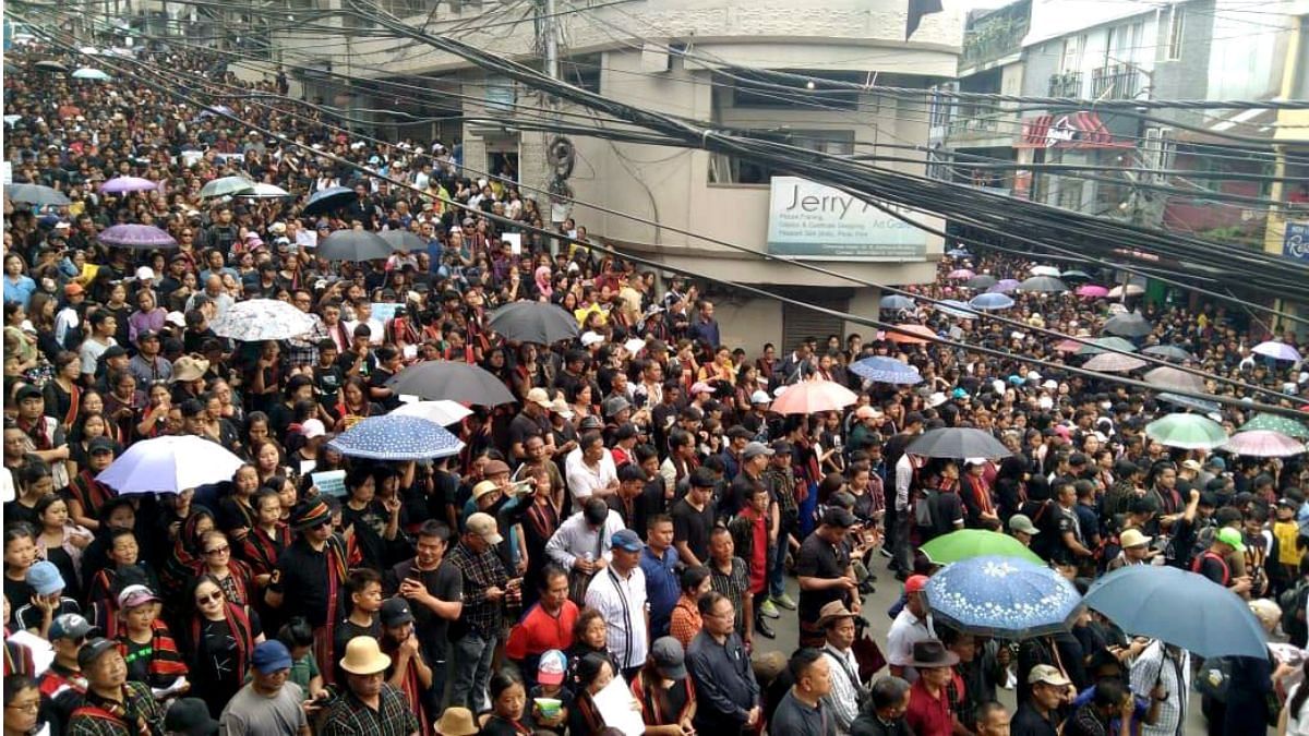 Civil society organisations stage a demonstration in Aizawl, Mizoram, to express solidarity with the Zo people in strife-torn Manipur | Photo: ANI