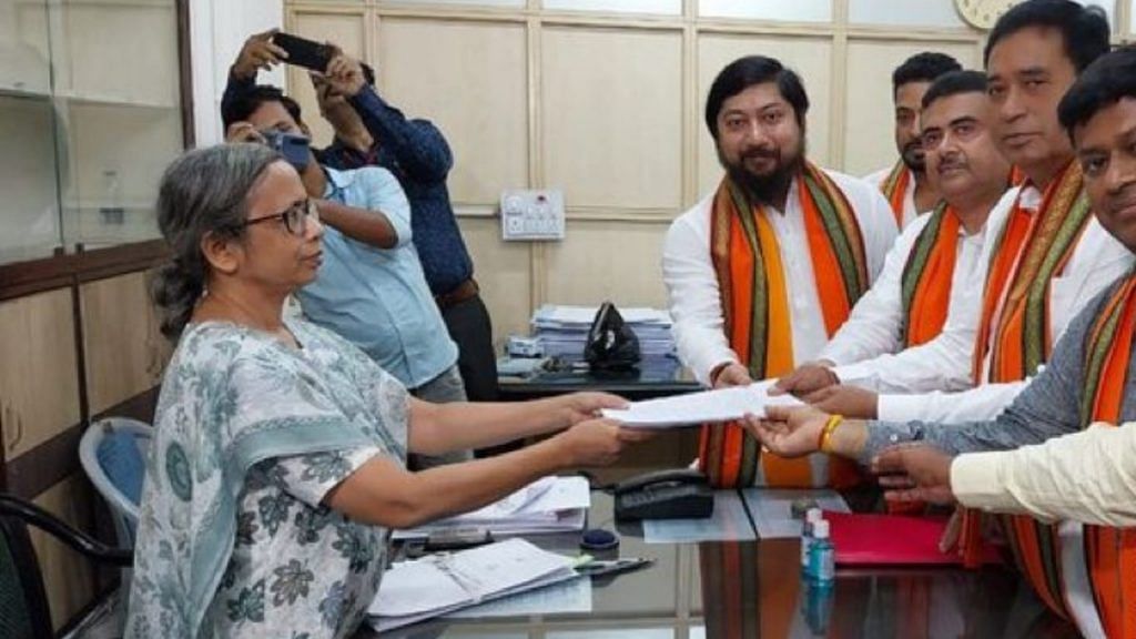 Anant Maharaj files nomination for Rajya Sabha in the West Bengal assembly Thursday | Twitter: @BJP4Bengal