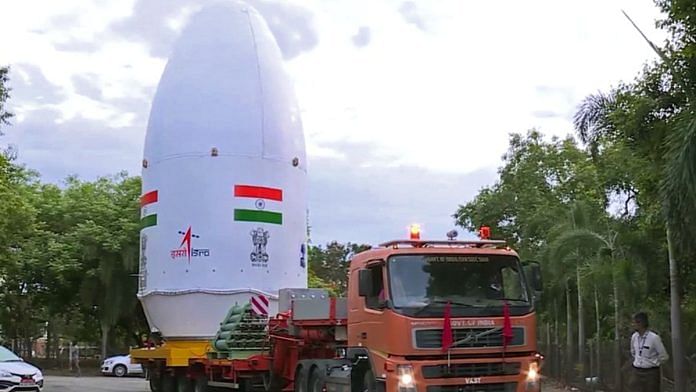 Encapsulated assembly containing Chandrayaan-3 is mated with LVM3 at Satish Dhawan Space Centre in Sriharikota, on 5 July 2023 | ANI photo