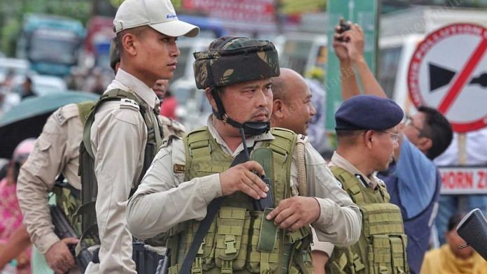 File photo of Manipur Police personnel on duty | Praveen Jain | ThePrint