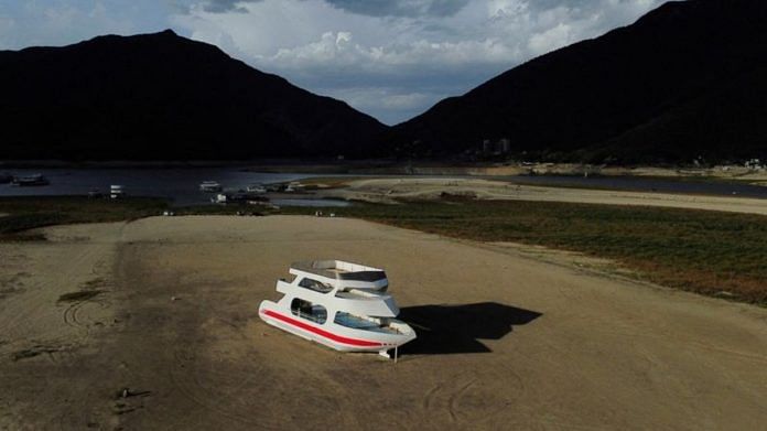 An aerial view shows a boat stranded on the La Boca dam due to a drought in northern Mexico, in Santiago | File Photo: Reuters