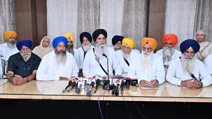 SGPC president Harjinder Singh Dhami at a press conference in Amritsar Friday | Photo: By special arrangement