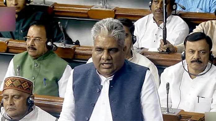 Environment Minister Bhupender Yadav during discussion on The Forest (Conservation) Amendment Bill, 2023 in LS, Wednesday | ANI