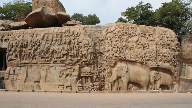 This 7th-century boulder tells the tale of Arjuna’s penance to Shiva during Mahabharata