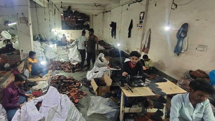 A shoemaking unit in Agra's Hing Ki Mandi. | Heena Fatima | ThePrint
