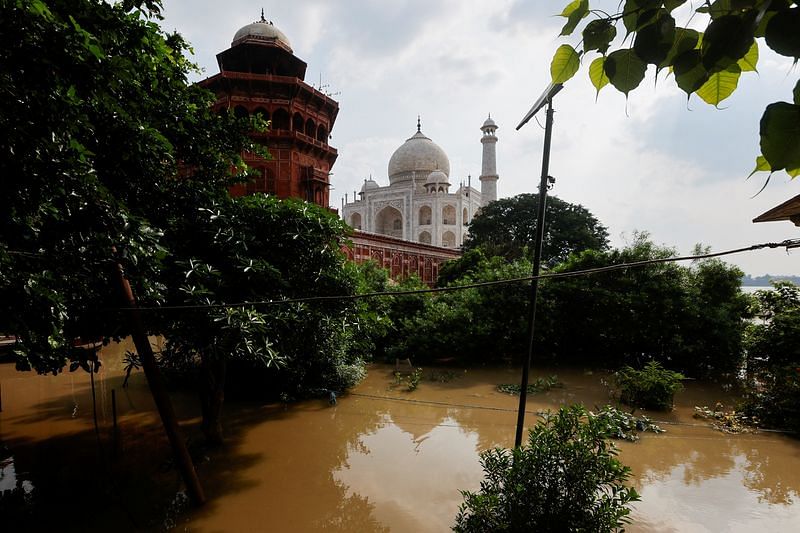 India's Yamuna river laps walls of Taj Mahal after unusually heavy rain ...