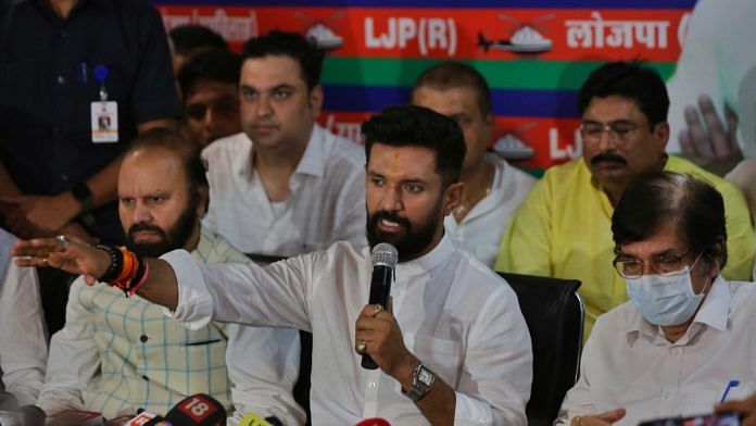 Lok Janshakti Party (Ram Vilas) leader Chirag Paswan address press conference in Delhi, Tuesday | Suraj Singh Bisht | ThePrint