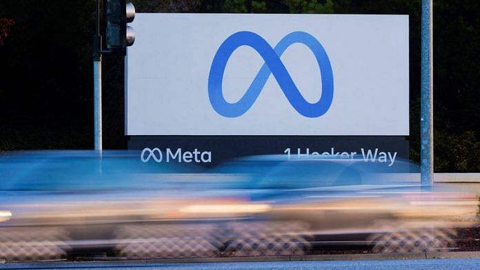 Morning commute traffic streams past the Meta sign outside the headquarters of Facebook parent company Meta Platforms Inc in Mountain View, California | File Photo: Reuters