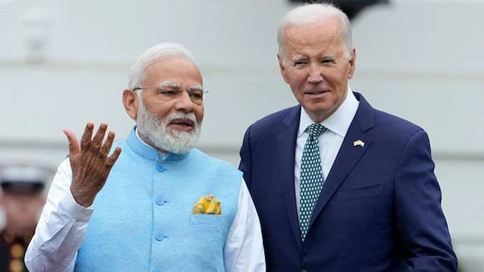 Prime Minister Narendra Modi with US President Joe Biden last month | Photo: PTI