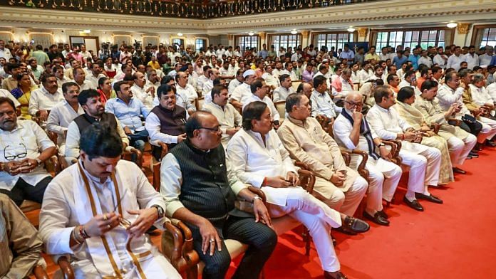 The swearing-in ceremony of NCP leaders Ajit Pawar, Chhagan Bhujbal and seven MLAs, at Raj Bhavan, in Mumbai, Sunday | ANI