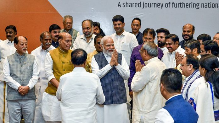 PM Modi with BJP's NDA allies in New Delhi, Tuesday | ANI