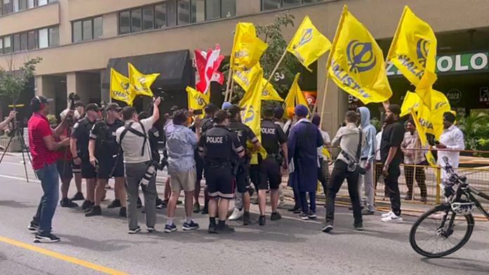 File photo of Khalistan supporters protesting outside Indian consulate in Toronto | ANI