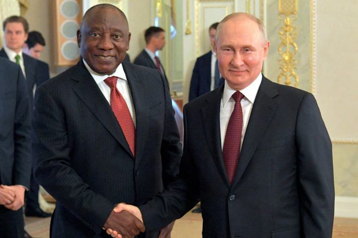 Russian President Vladimir Putin shakes hands with South African President Cyril Ramaphosa | Reuters file photo