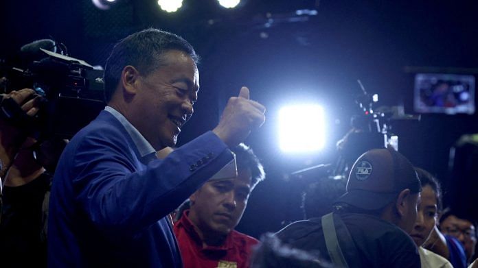 Srettha Thavisin, a local property tycoon and Pheu Thai Party's prime ministerial candidate gestures in front of the media in Bangkok, Thailand | Reuters file photo