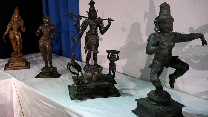 File photo of 10 antiquities repatriated from USA and Australia which were handed over to Tamil Nadu in 2022 | ANI