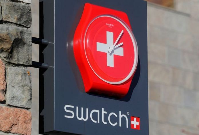 The logo of Swiss watch manufacturer Swatch is seen at a shop at Buergenstock Hotels & Resort on Buergenstock near Lucerne, Switzerland | Reuters