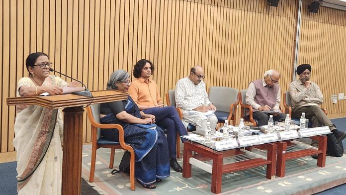 Sudha Pai speaking at the launch of her book Maya Modi Azad: Dalit Politics in the Time of Hindutva | Rama Lakshmi | ThePrint