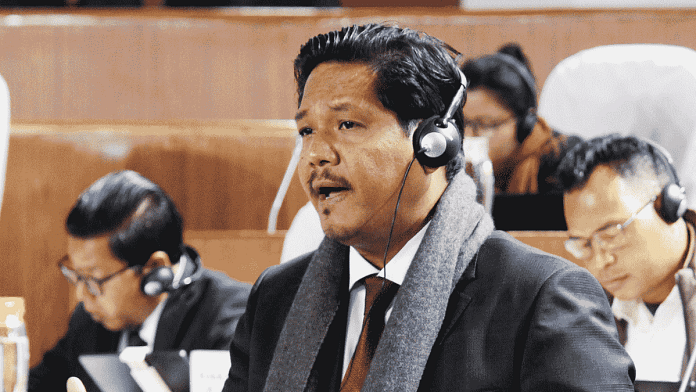 File photo of Conrad Sangma addressing the Meghalaya Legislative Assembly | ANI