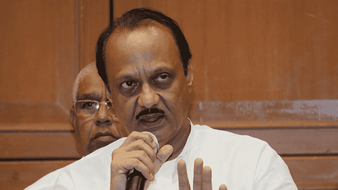 File photo of Ajit Pawar addressing a press conference after his rebellion against Nationalist Congress Party chief Sharad Pawar | ANI