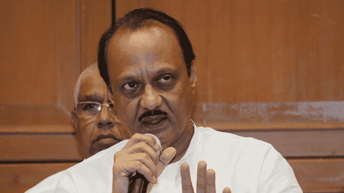 File photo of Ajit Pawar addressing a press conference after his rebellion against Nationalist Congress Party chief Sharad Pawar | ANI