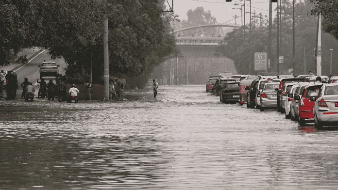 A waterlogged road near Yamuna Bazar in New Delhi | ANI