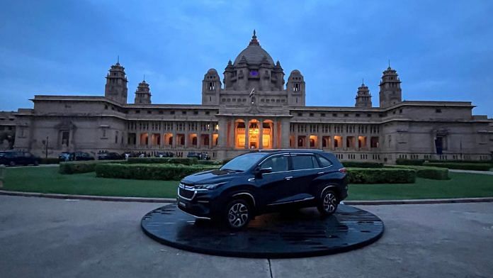 Maruti Suzuki Invicto on display outside Umaid Bhawan Palace in Jodhpur | Kushan Mitra, ThePrint