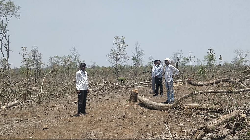 Members of Junglle Bachao Samiti show a demolished Ghagharla forest | Shubhangi Misra, ThePrint