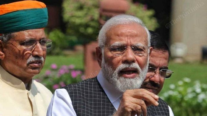 PM Modi speaks in Parliament Thursday | Photo: Praveen Jain | ThePrint