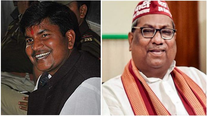BJP leader Jai Prakash Nishad (L) and Nishad Party chief Sanjay Nishad