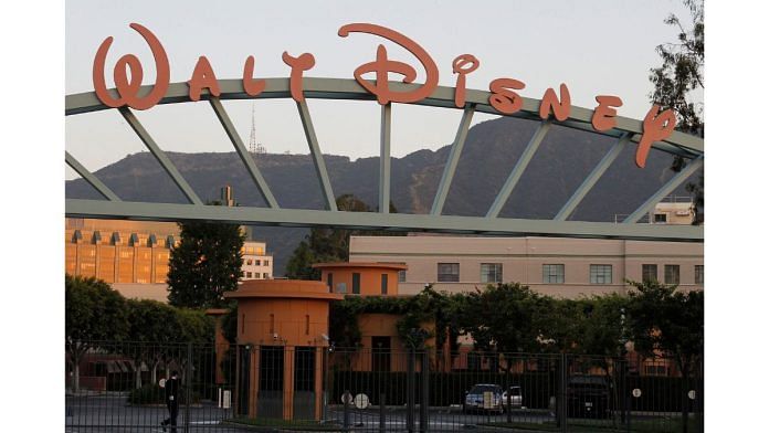 A portion of the signage at the main gate of The Walt Disney Co. is pictured in Burbank, California | Reuters/Fred Prouser