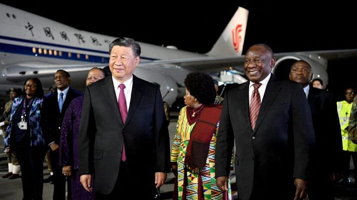 Chinese President Xi Jinping meets with South African President Cyril Ramaphosa ahead of the BRICS Summit at OR Tambo International Airport in Johannesburg, South Africa | Reuters