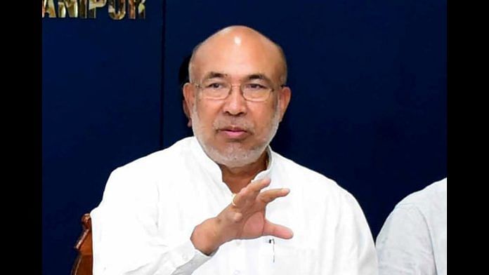 File photo of Manipur Chief Minister N. Biren Singh addressing the media | ANI