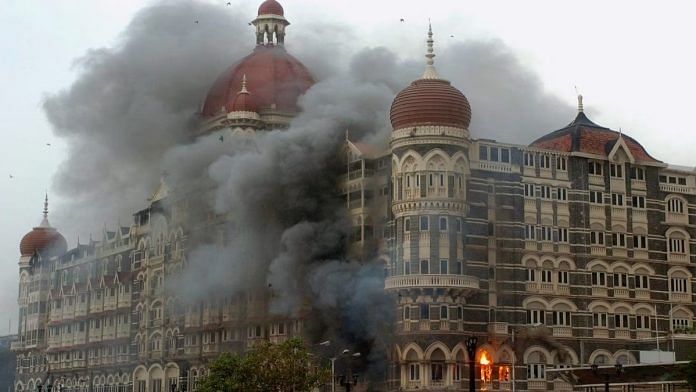 Smoke seen billowing out of ground & first floors of Taj Hotel, Mumbai, 29 November 2008 | PTI file photo