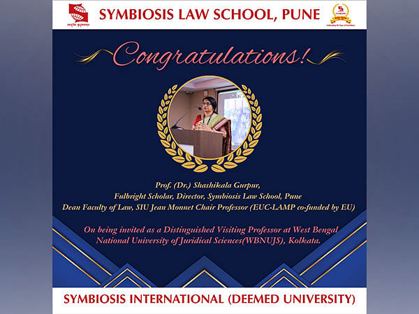 Symbiosis Law School, Pune Director and Dean Prof. (Dr.) Shashikala Gurpur Extends Expertise to WBNUJS, Kolkata as Distinguished Visiting Professor