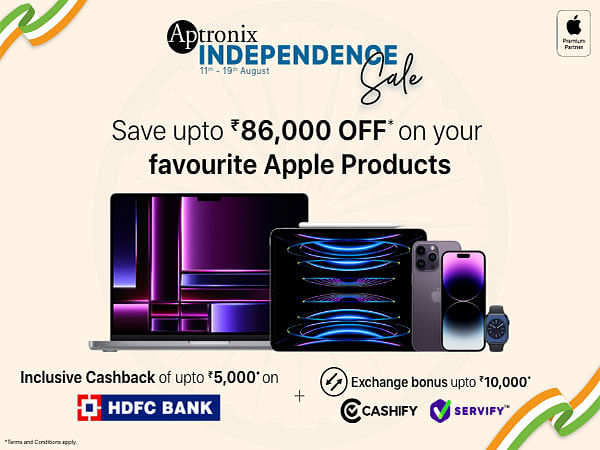 Aptronix Independence Day Sale: Save Up to Rs 86,000* (upto 35%*) on Apple Products